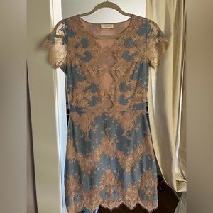 Light blue and lace mini dress